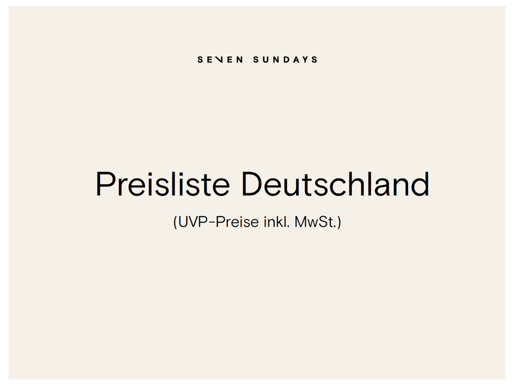 Preisliste Deutschland